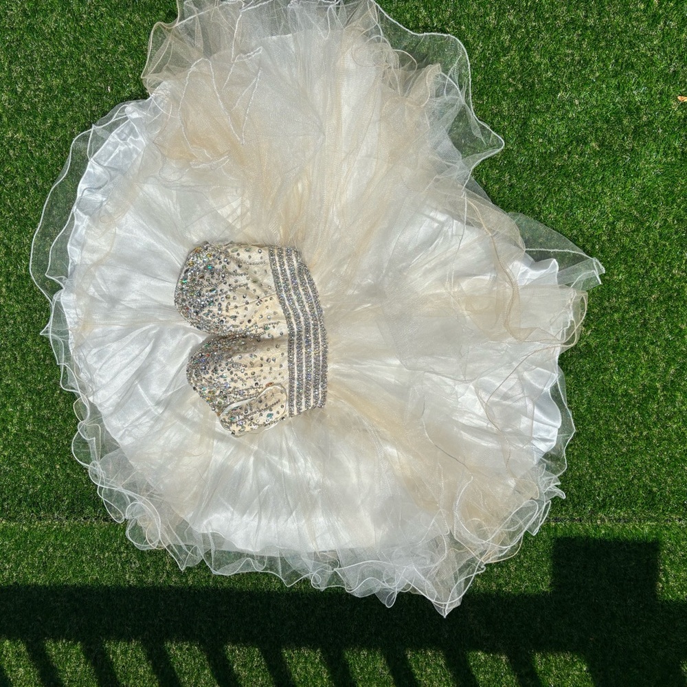 May Queen Cream and Silver Couture Dress